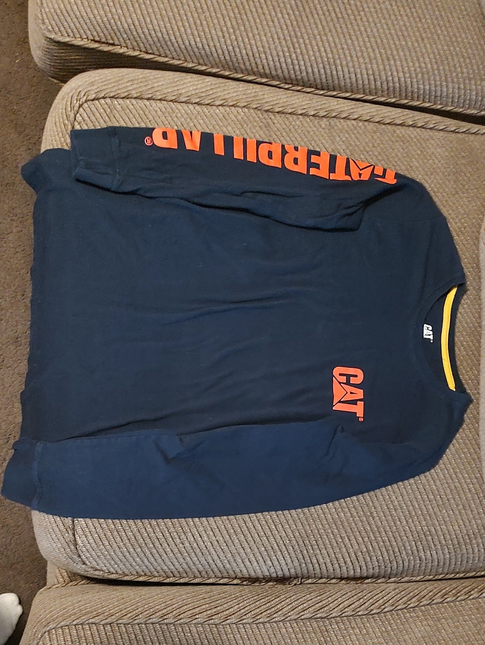 Caterpillar Navy Kids Long Sleeve Top with Orange Logo